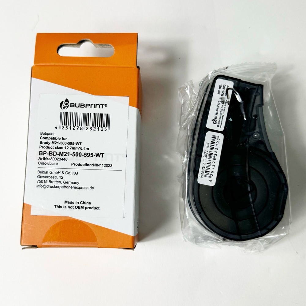 ⭐️ NEW Bubprint Label Tape Compatible with Brady M21-500-595-WT 12.7mm x‎ 6.4m